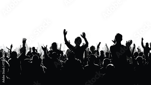 Energetic Concert Crowd Silhouette Applauding Excitement Music Performance