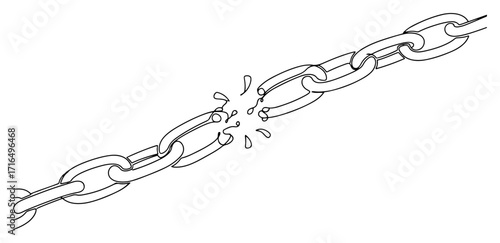 Breaking Chain Link Freedom Concept Line Art