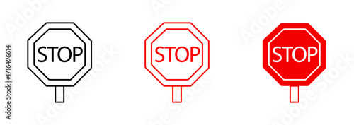 A versatile collection of classic stop sign icons, presented as a clear vector set, conveying messages of warning, prohibition, and essential traffic guidance for safety.