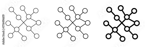 Set of modern network connection icons, depicting abstract data links, global communication structures, internet relationships, and digital technology concepts with clean, adaptable vector designs.