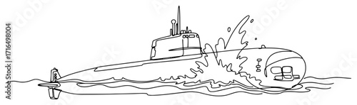 Submarine Cruising on Ocean Surface black shape vector laser cutting engraving monochrome print