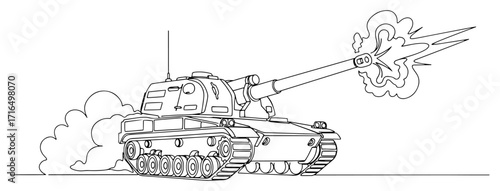Self Propelled Howitzer Firing Artillery Shot black shape vector laser cutting engraving monochrome print