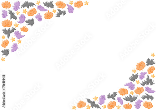 ハロウィンのかわいいアイコン模様フレーム