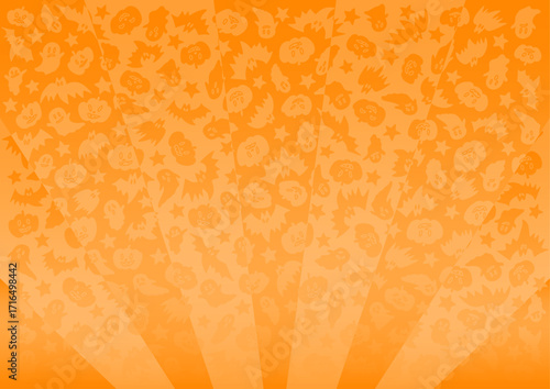 かわいいハロウィン模様の放射状背景イラスト