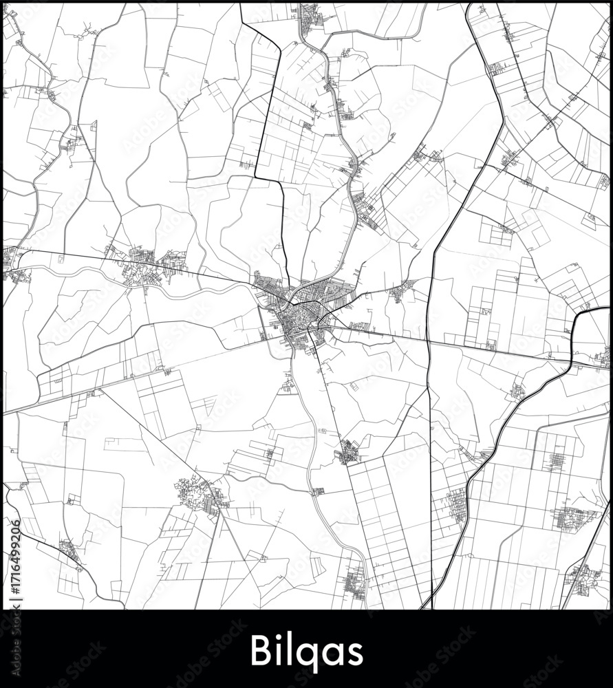 Obraz premium Bilqas city map, Egypt - Topographic vector map poster