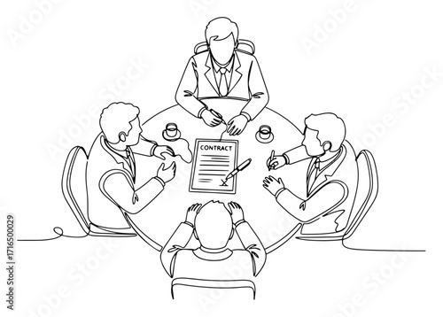 One Line Art of a Stressful Business Contract Meeting