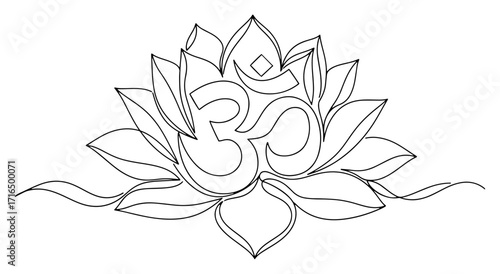 Om Symbol in a Lotus Flower for Yoga and Meditation