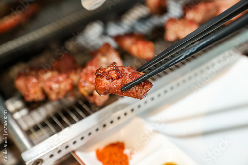 Chinese food. Grilled lamb ribs