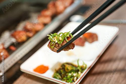 Chinese food. Grilled lamb ribs