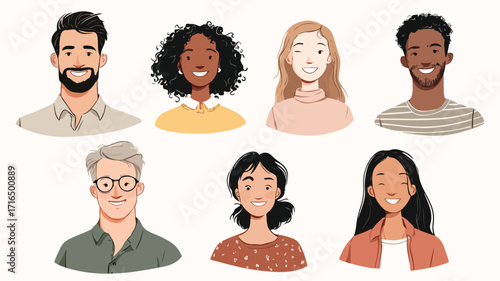 Professional Multiracial Male Female Portrait Smiling Happily