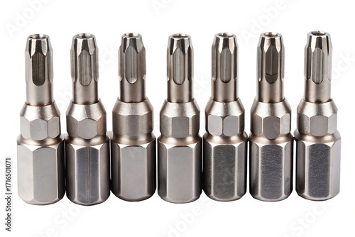 Seven Torx Star Drive Screw Bits on Background torx bits star drive bits isolated on a transparent background