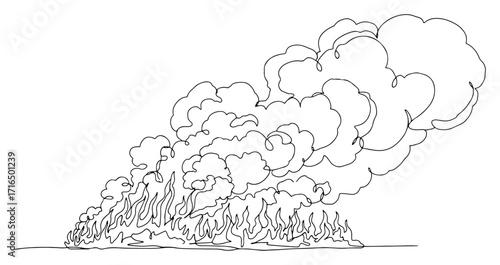 Massive Smoke Plume and Raging Flames