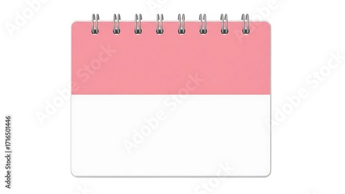 Pink calendar template mockup with spiral binding for events and appointments planning schedule 2024 on transparent background