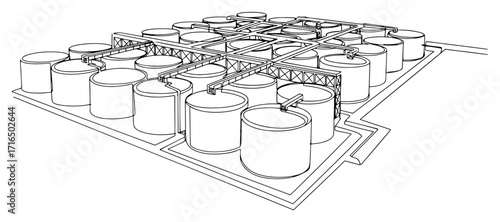 Industrial Tank Farm for Oil and Gas Storage at a Refinery