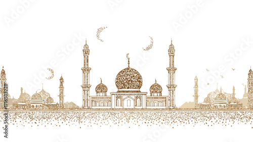 Elegant Islamic Fashion Border Vector Illustration for Creative Designs