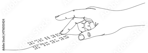 Hand Reading Braille Alphabet for the Blind black shape vector laser cutting engraving monochrome print