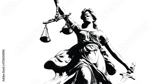 Lady Justice Statue: Symbol of Law and Order in Low Angle View