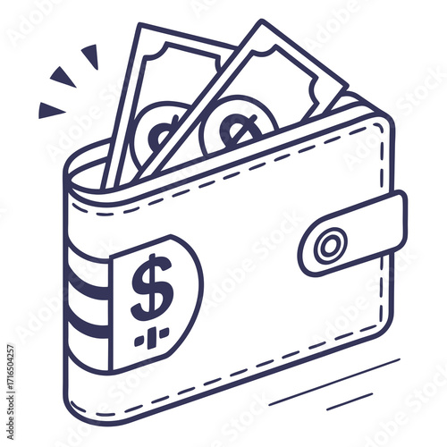 Wallet with dollar bills, representing financial success
