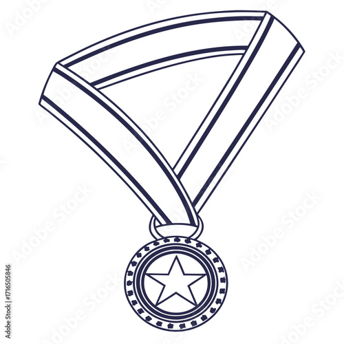 Illustration of a medal with ribbon