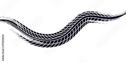 Auto tire tread grunge element. Car and motorcycle tire pattern, wheel tyre tread track.