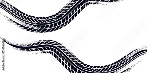 Auto tire tread grunge element. Car and motorcycle tire pattern, wheel tyre tread track.