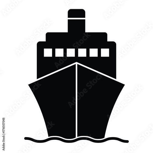 Black cruise ship icon on water boat vessel