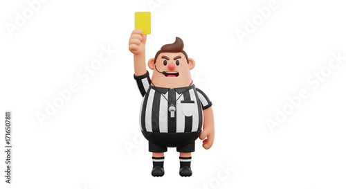 Cartoon soccer referee isolated on transparent background