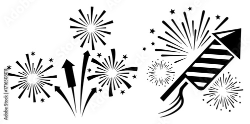 Fireworks Icon Set for a Holiday Celebration