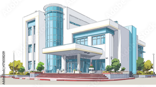 Modern Hospital Clinic and Bank Building Front Exterior Design