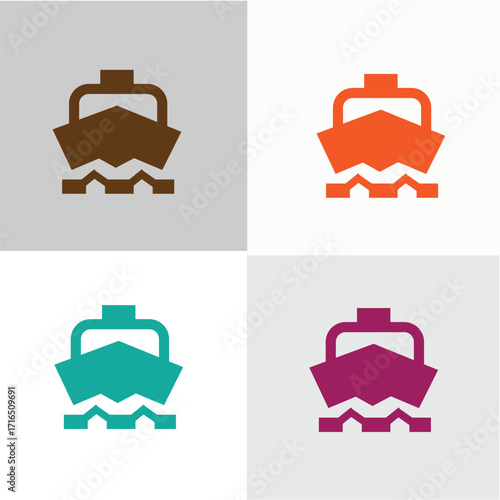 colorful ship icon design 