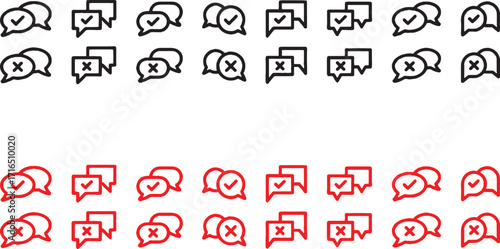 design, with, clean, dialogue, red, crosses, collection, bubble, notification, graphic, element, cross, checkmark, chat, correct, status, icon, communication, symbol, illustration, keywords:, simple, 
