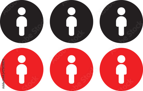 user, person, icon, symbol, silhouette, avatar, profile, account, group, people, single, individual, graphic, design, black, red, white background, set, collection, circle, avatar icon, user icon, pro