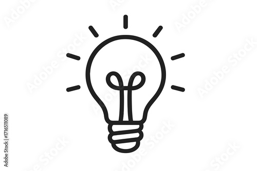 Lightbulb idea concept. Innovation, solution, creativity symbol. Electric power and energy. Thinking, knowledge and inspiration metaphor. Outline lamp vector illustration.