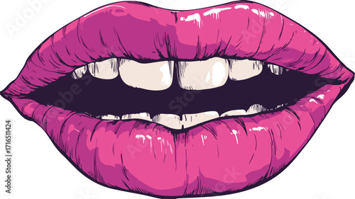 Expressive Professional Cartoon Vector Human Mouth Illustration for Design Projects