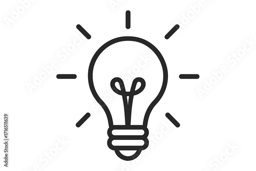 Light bulb line icon vector illustration. Metaphor for creativity, innovation, and a good idea. Symbol of a solution, the thinking process, and inspiration. Electric lamp shining.