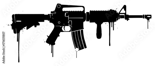 Assault Rifle M4 Graffiti Stencil Vector