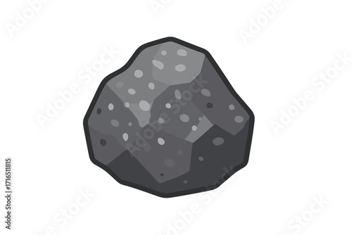 Simple granite rock icon. Vector stone symbol in a flat cartoon style. Gray mineral illustration. Geology element, solid heavy boulder graphic isolated on transparent background.