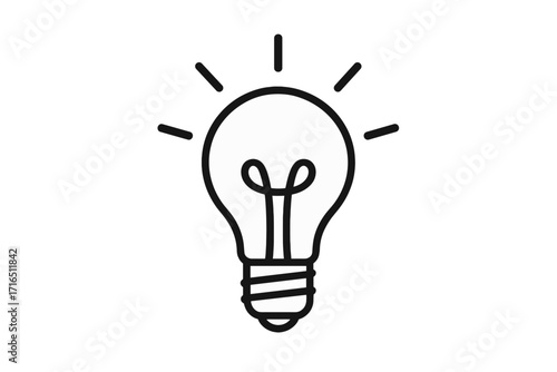 Light bulb line icon. Concept of a new idea, innovation, and creative thinking. Symbol of a solution, inspiration, and brainstorming. Simple vector illustration for energy.