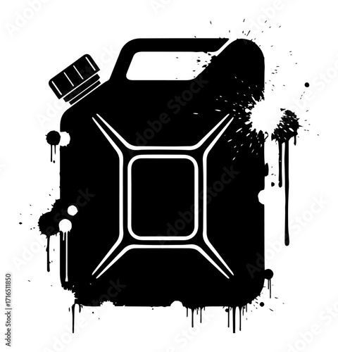 Grungy Jerrycan Gas Can Stencil Illustration