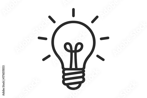 Light bulb icon idea symbol. Creativity, innovation, solution concept. Inspiration, thinking, intelligence. Electric lamp pictogram. Energy, power, knowledge, success, invention.