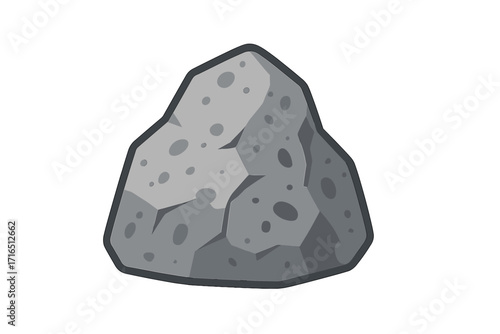 Rock symbol vector cartoon illustration. Granite stone icon in flat style. Gray boulder for geology or nature design element. Solid mineral clipart isolated on background.
