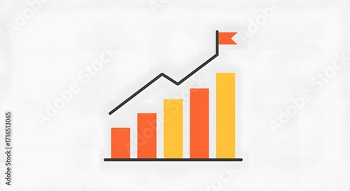 Free Download Flat vector icon of chart bars with flag on top - GFXLoad