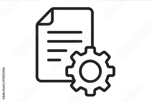 Management icon. Document settings. File configuration. Data processing concept. Automation symbol. Project workflow. Technical support. Manual instruction. Guide and options.