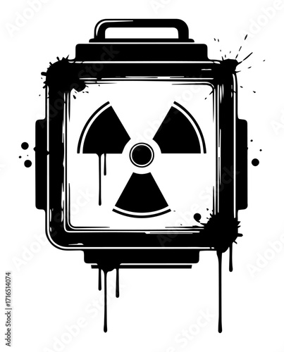 Grunge Radioactive Symbol with Paint Splatters