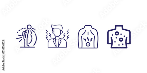 Back Pain, Back Pain icon, Back Pain Relief and Treatment Vector, Chronic Back Pain Illustration, Lower and Upper Back Pain Therapy, Muscle Pain Infographic Template Design