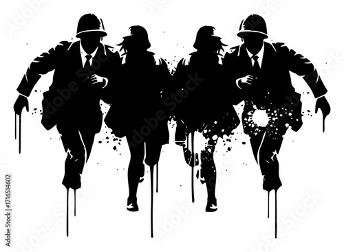 Soldiers Evacuating Civilians in a Grunge Style