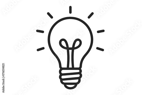Light bulb line icon. Concept of new idea, creativity, innovation, solution. Symbol of thinking, inspiration, brainstorming. Electric lamp pictogram. Energy, knowledge sign.