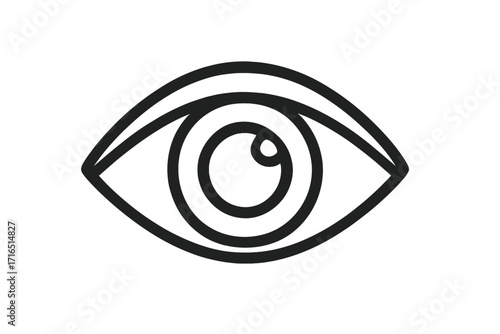Eye icon vector. Vision, sight, looking concept. Simple outline symbol. Ophthalmology, optometry. Security surveillance logo. Minimalist line art illustration. See, watch.