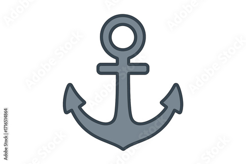 Simple anchor vector icon. Nautical flat illustration symbol for marine and sea concepts. Boat and ship equipment graphic element for logo design. Cartoon style navy sign.