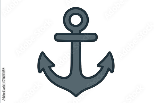 Anchor icon simple flat vector. Nautical marine symbol for sea and ocean travel. Maritime ship or boat equipment for security and stability. Cartoon graphic illustration.